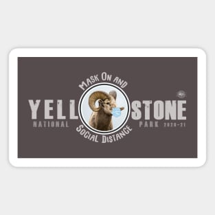 Yellowstone Bighorn Mask On & Social Distance - dark Magnet